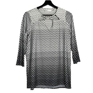 Allison‎ Taylor Women's Black & White Polka Dot 3/4 Sleeve Top Shirt Size M